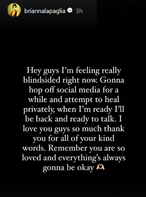 A screenshot of Brianna LaPaglia's Instagram Story text post from October 22, 2024.