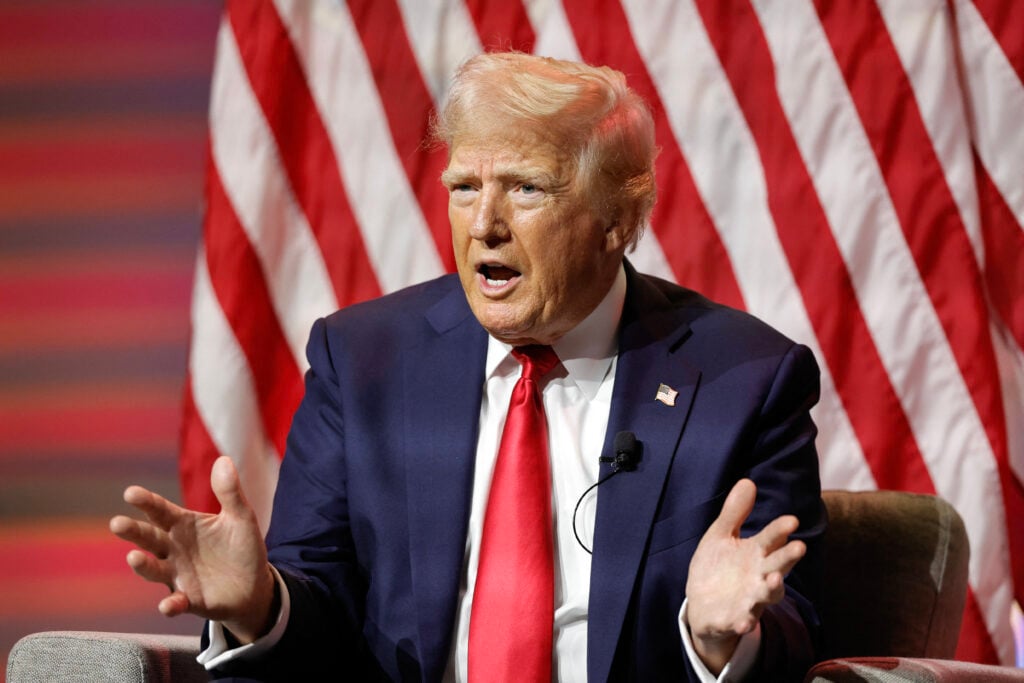 Donald Trump answers questions during the National Association of Black Journalists annual convention in Chicago, Illinois, on July 31, 2024. 