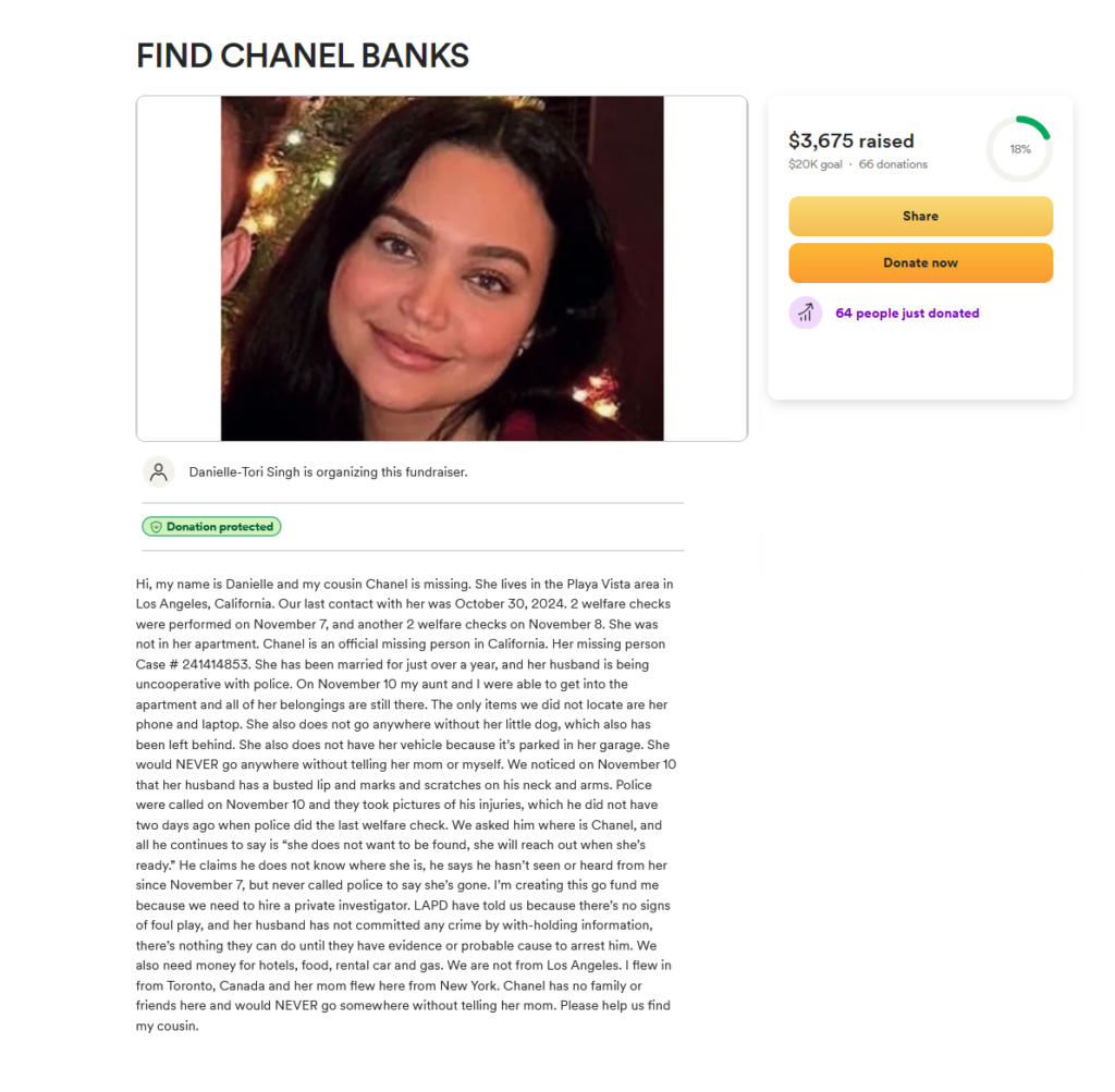 A GoFundMe page screenshot.