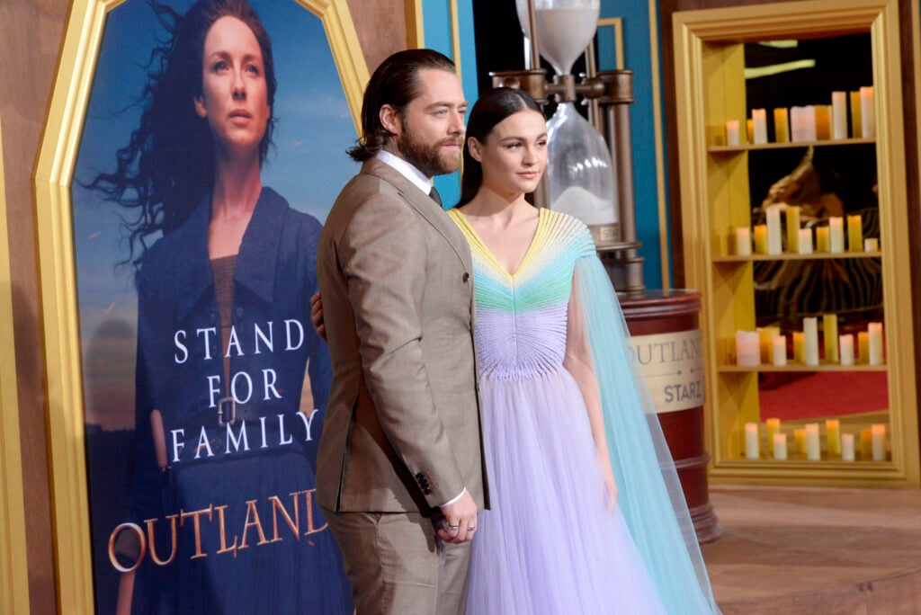 Richard Rankin and Sophie Skelton on February 13, 2020.