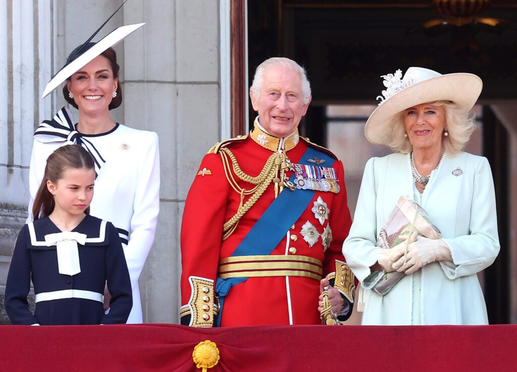 Kate Middleton, Princess Charlotte, King Charles, and Camilla on June 15, 2024.