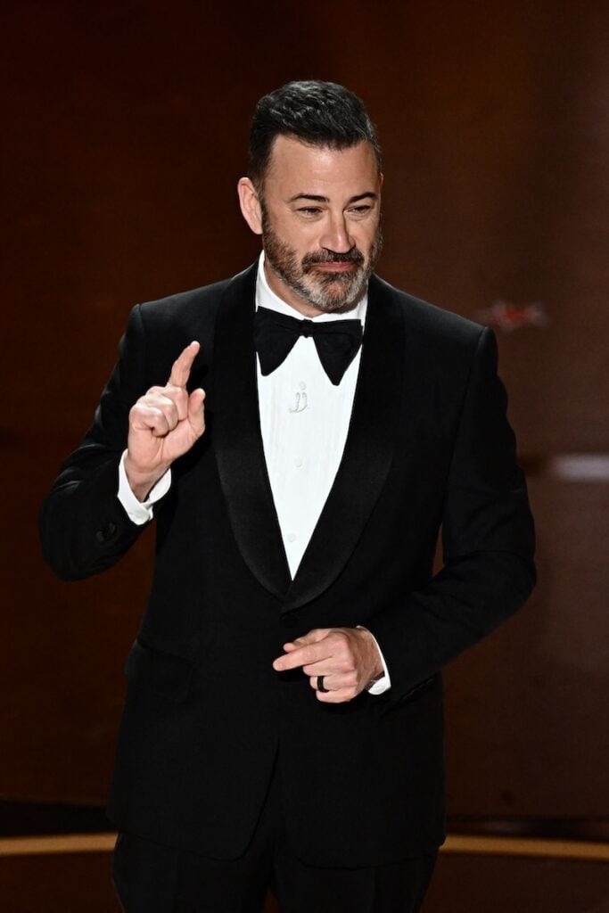 TV host Jimmy Kimmel speaks onstage during the 96th Annual Academy Awards at the Dolby Theatre in Hollywood, California on March 10, 2024.