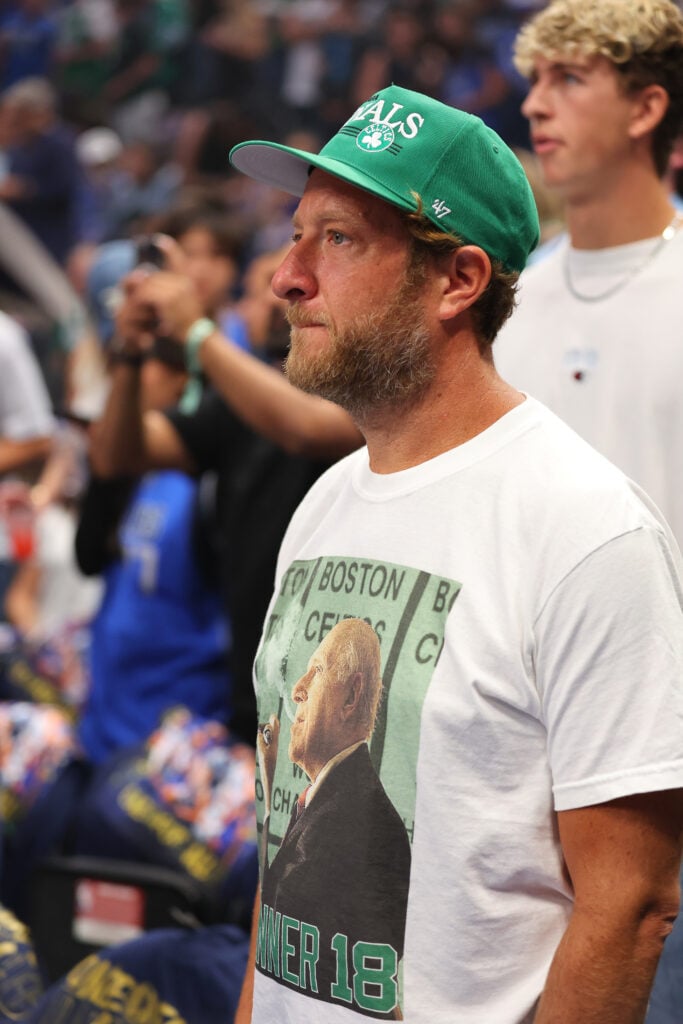 Dave Portnoy looks on prior to Game Four of the 2024 NBA Finals between the Dallas Mavericks and the Boston Celtics at American Airlines Center on June 14, 2024 in Dallas, Texas.