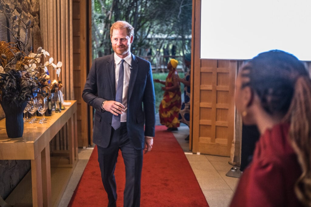 Prince Harry, Duke of Sussex attends a Sentebale reception and panel discussion at The Saxon Hotel in Johannesburg, South Africa.