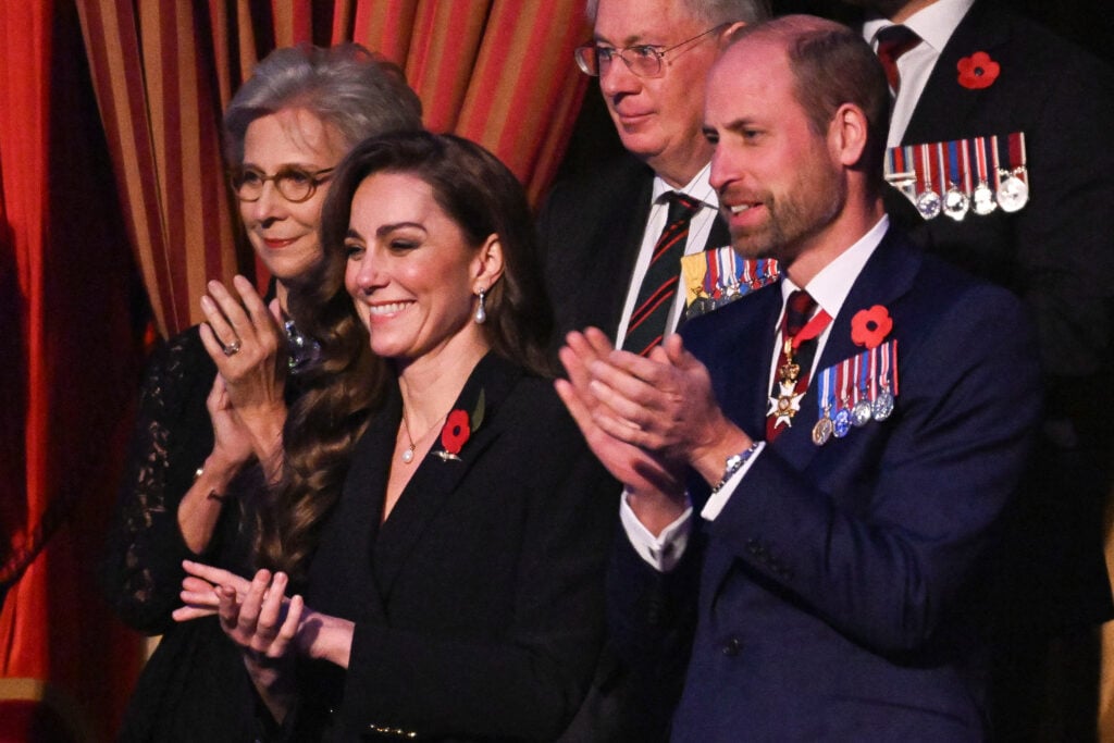 Britain's Catherine, Princess of Wales and Prince William, Prince of Wales attend the Royal British Legion Festival of Remembrance at the Royal Albert Hall on November 9, 2024 in London, England.