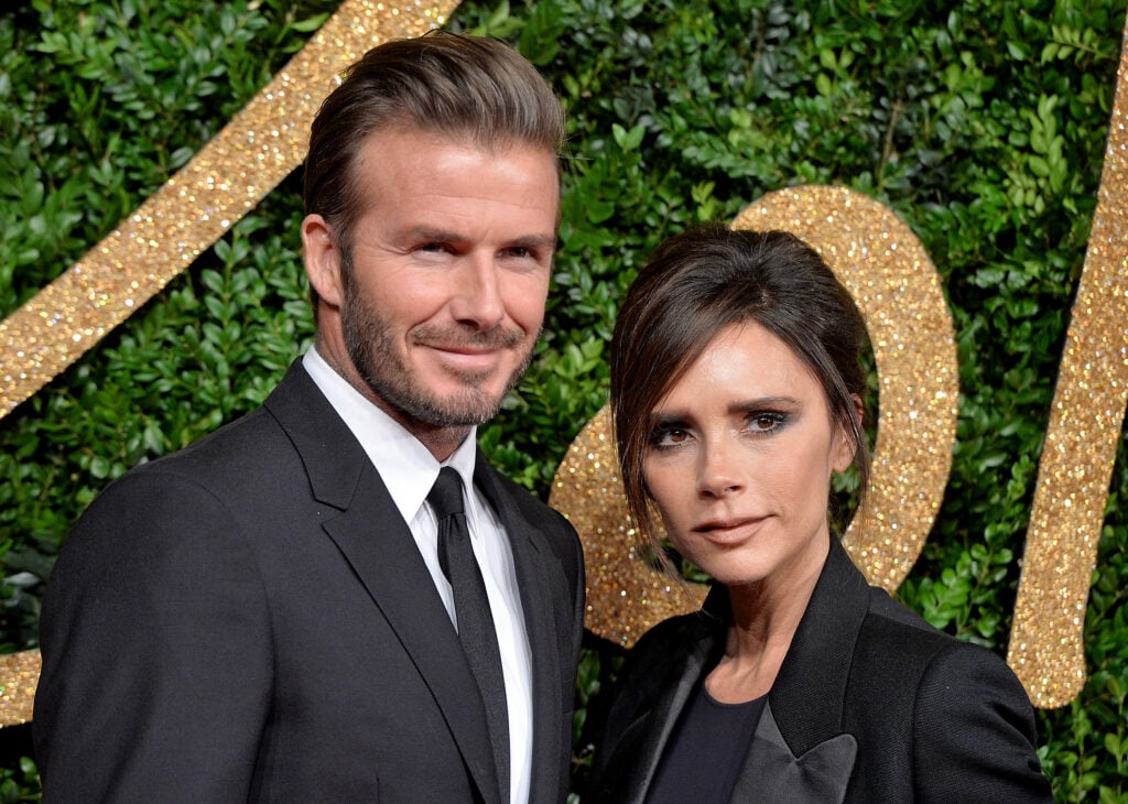 David Beckham and Victoria Beckham attend the British Fashion Awards 2015 at London Coliseum on November 23, 2015 in London, England. 