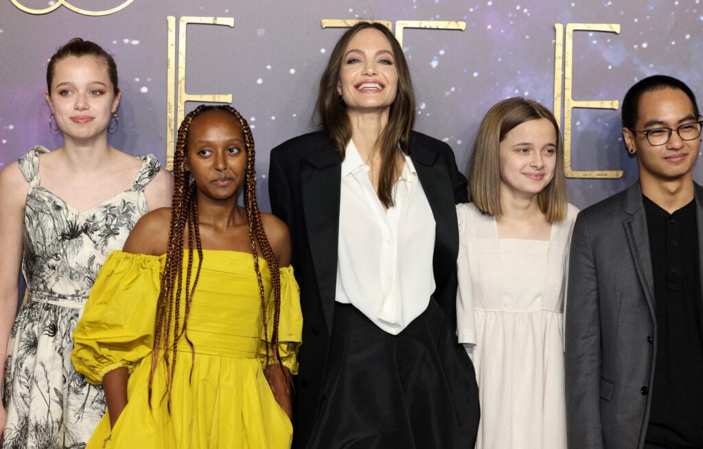 Angelina Jolie, Shiloh Jolie, Zahara Jolie, Vivienne Jolie, and Maddox Jolie in 2021.