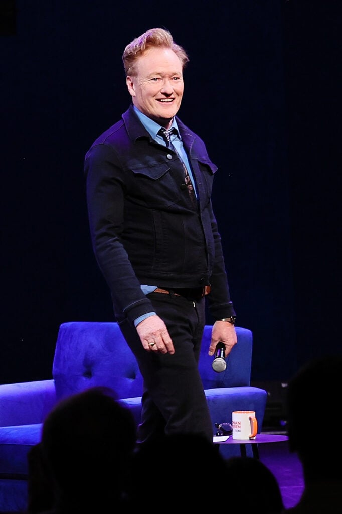 Conan O'Brien performs onstage during a live taping of Conan O'Brien Needs a Friend at Brooklyn Academy of Music on November 08, 2023 in New York City. 