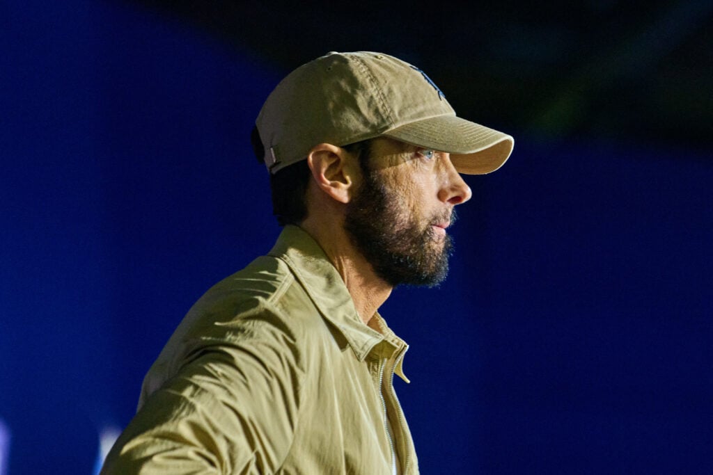 Rapper Eminem introduces former president Barack Obama during a rally to supporters of Vice President Kamala Harris 2024 presidential run in Detroit, MI, Tuesday, Oct. 22, 2024.