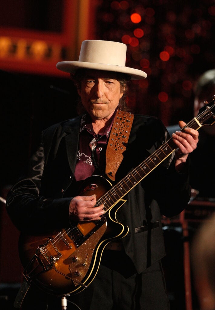 Musician Bob Dylan performs onstage during the AFI Life Achievement Award: A Tribute to Michael Douglas at Sony Pictures Studios on June 11, 2009 in Culver City, California.