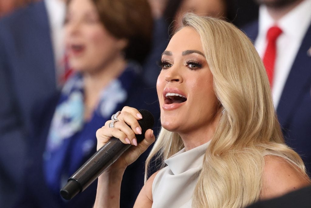 Carrie Underwood sings at the 2025 inauguration of disgraced former president Donald Trump for some reason on January 20.