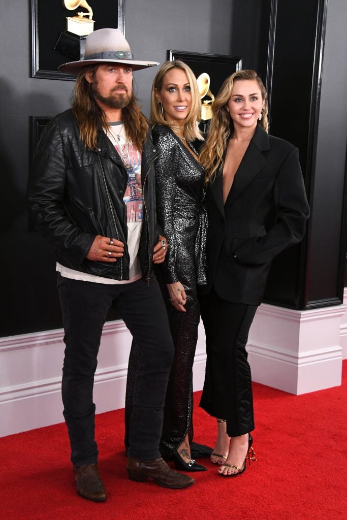 Billy Ray Cyrus, Tish Cyrus and Miley Cyrus attend the 61st Annual GRAMMY Awards at Staples Center on February 10, 2019 in Los Angeles, California.