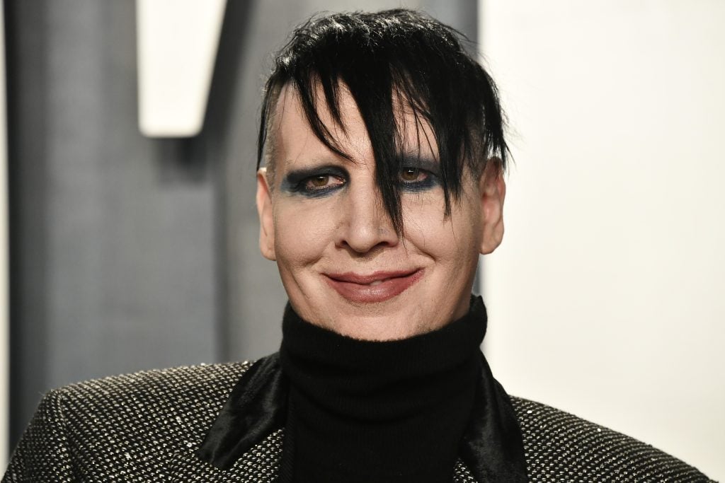 Marilyn Manson attends the 2020 Vanity Fair Oscar Party hosted by Radhika Jones at Wallis Annenberg Center for the Performing Arts on February 09, 2020 in Beverly Hills, California.