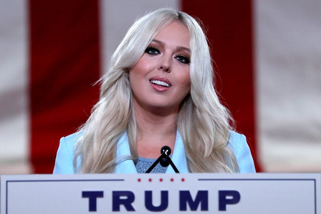 Tiffany Trump, daughter of President Donald Trump, pre-records her address to the Republican National Convention inside an empty Mellon Auditorium on August 25, 2020 in Washington, DC.