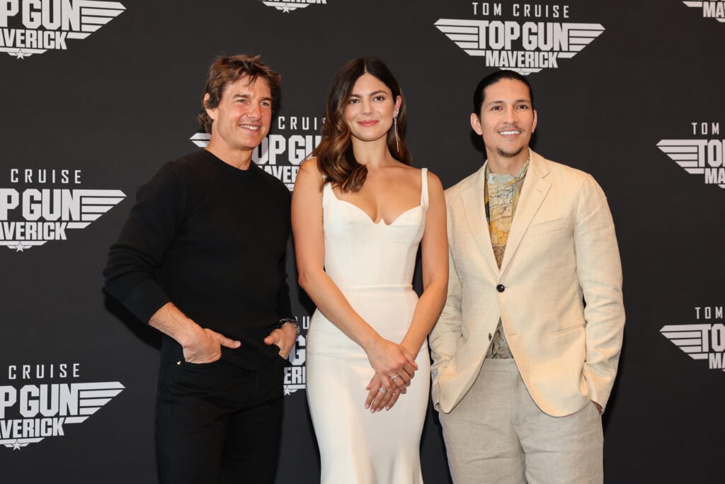 Tom Cruise, Monica Barbaro and Danny RamÃ­rez attend the Mexico Press Day of "Top Gun: Maverick" at The Ritz Carlton Hotel on May 06, 2022 in Mexico City, Mexico.