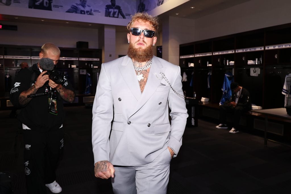 Jake Paul prepares in the locker room at LIVE On Netflix: Jake Paul vs. Mike Tyson at AT&T Stadium on November 15, 2024 in Arlington, Texas.