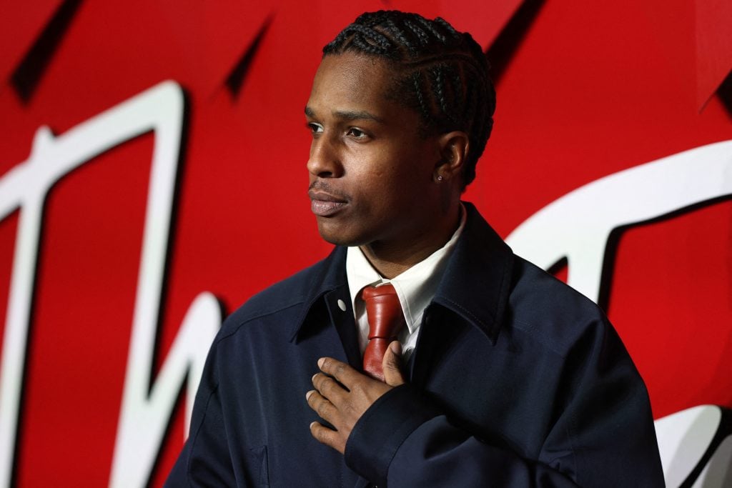 Asap Rocky poses on the red carpet upon arrival at The 2024 Fashion Awards at the Royal Albert Hall in London on December 2, 2024. 