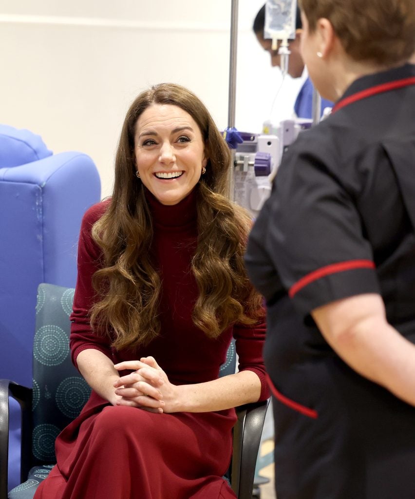 Catherine, Princess of Wales during a visit to The Royal Marsden Hospital on January 14, 2025 in London, England.
