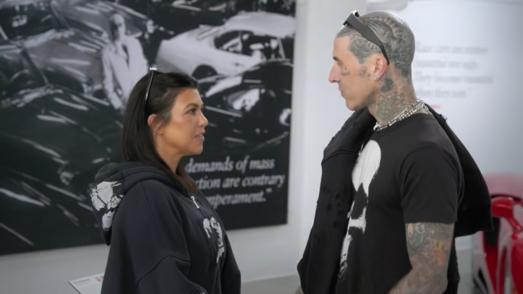 Kourtney Kardashian and Travis Barker at the Peterson Automotive Museum in Los Angeles.