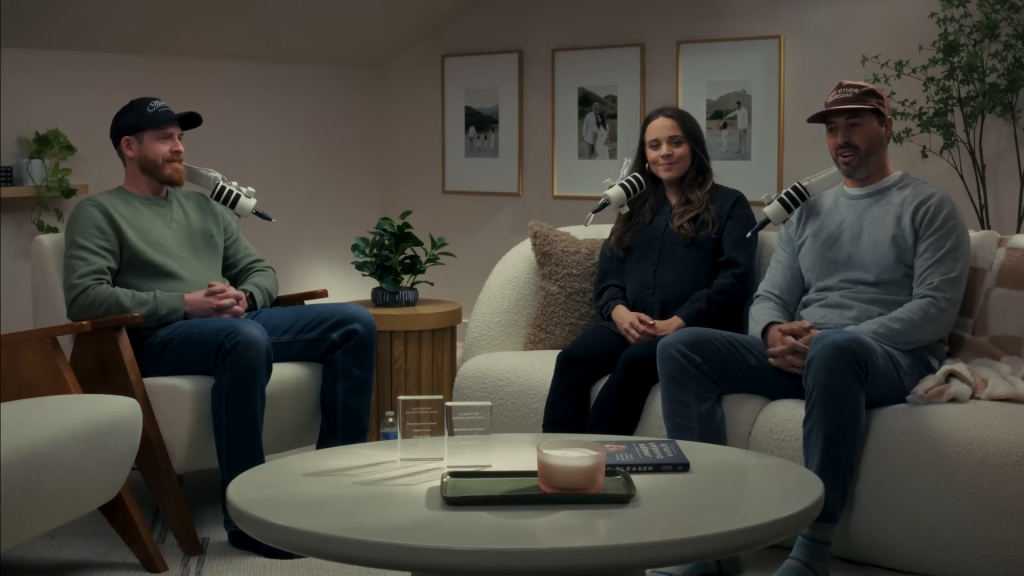 Austin Forsyth, Jinger Duggar, and Jeremy Vuolo on the latter couple's podcast.