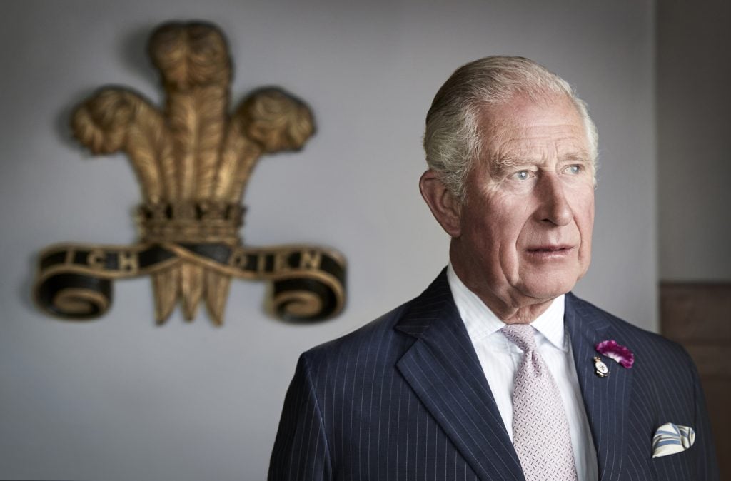 HRH Prince Charles, Prince of Wales poses for an official portrait to mark the 50th anniversary of his Investiture taken at their Welsh residence Llwynywormwood on July 2, 2019 in Myddfai, Wales, United Kingdom.