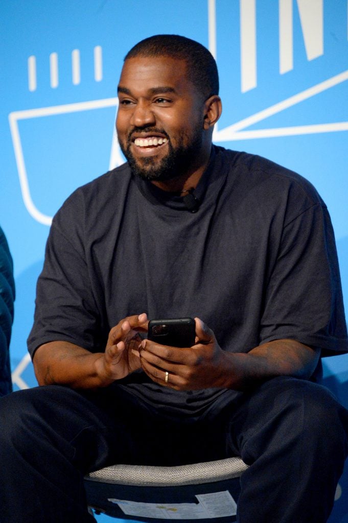 Kanye West speaks on stage at the "Kanye West and Steven Smith in Conversation with Mark Wilson" at the on November 07, 2019 in New York City.