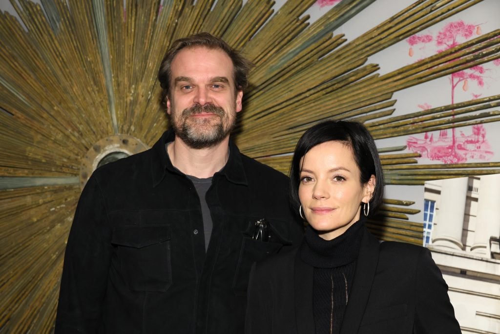David Harbour and Lily Allen attend as Anna Wintour hosts Special Screening of "Living" at Crosby Hotel on December 05, 2022 in New York City.