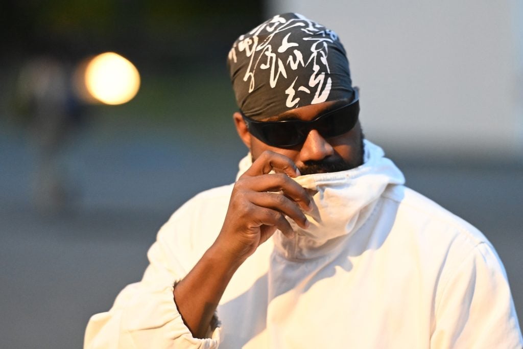 Kanye West attends the Anonymous Club fashion show during Berlin Fashion Week SS25 at Tempodrom on July 1, 2024 in Berlin, Germany.