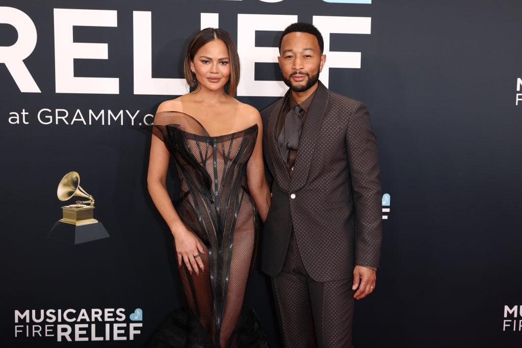 Chrissy Teigen and John Legend attend the 67th Annual GRAMMY Awards on February 02, 2025 in Los Angeles, California.  