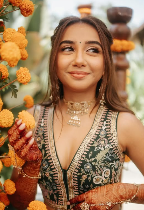 Prajakta Koli in Anita Dongre Outfit for Mehendi