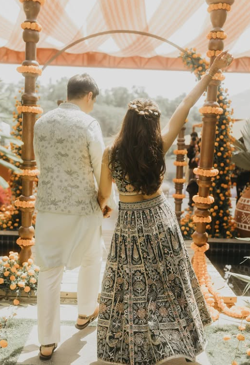 Vrishank Khanal-Prajakta Kolia at their mehendi