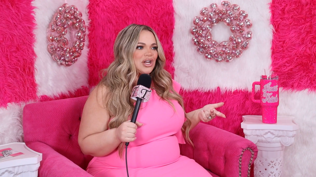 Pregnant Trisha Paytas on her podcast in March 2025.