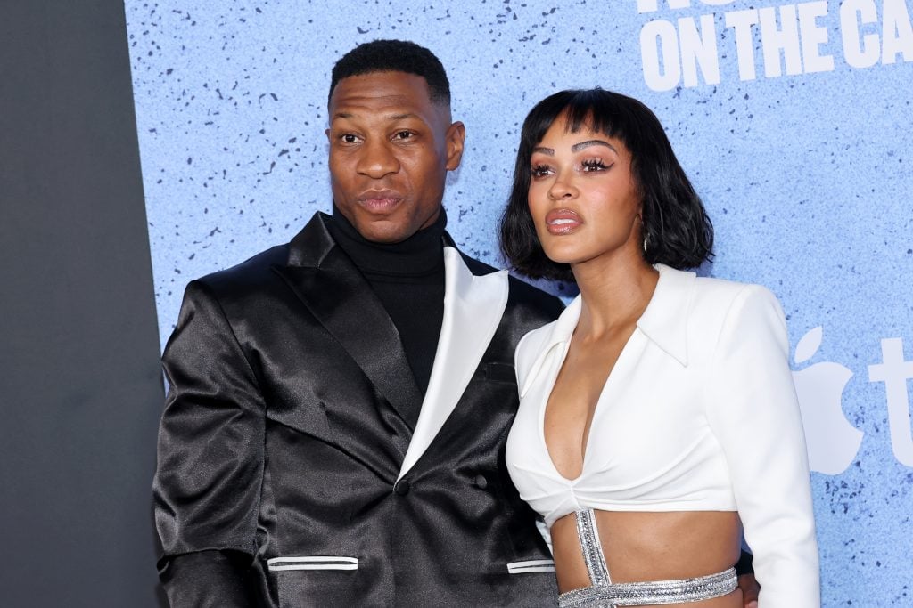Jonathan Majors and Meagan Good on March 12, 2025.
