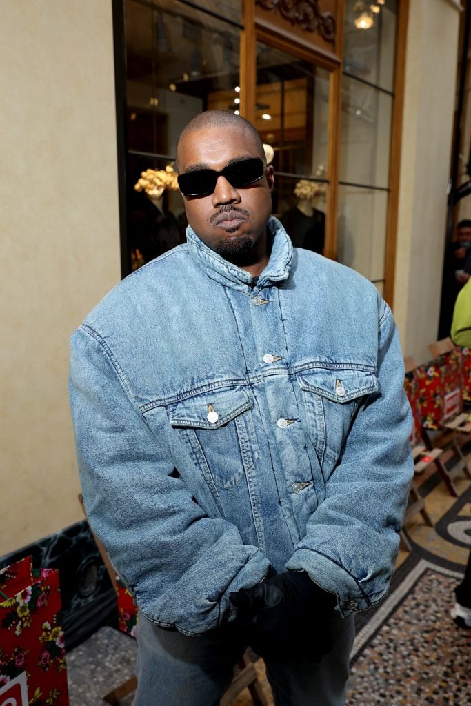 Ye attends the Kenzo Fall/Winter 2022/2023 show as part of Paris Fashion Week on January 23, 2022 in Paris, France. 