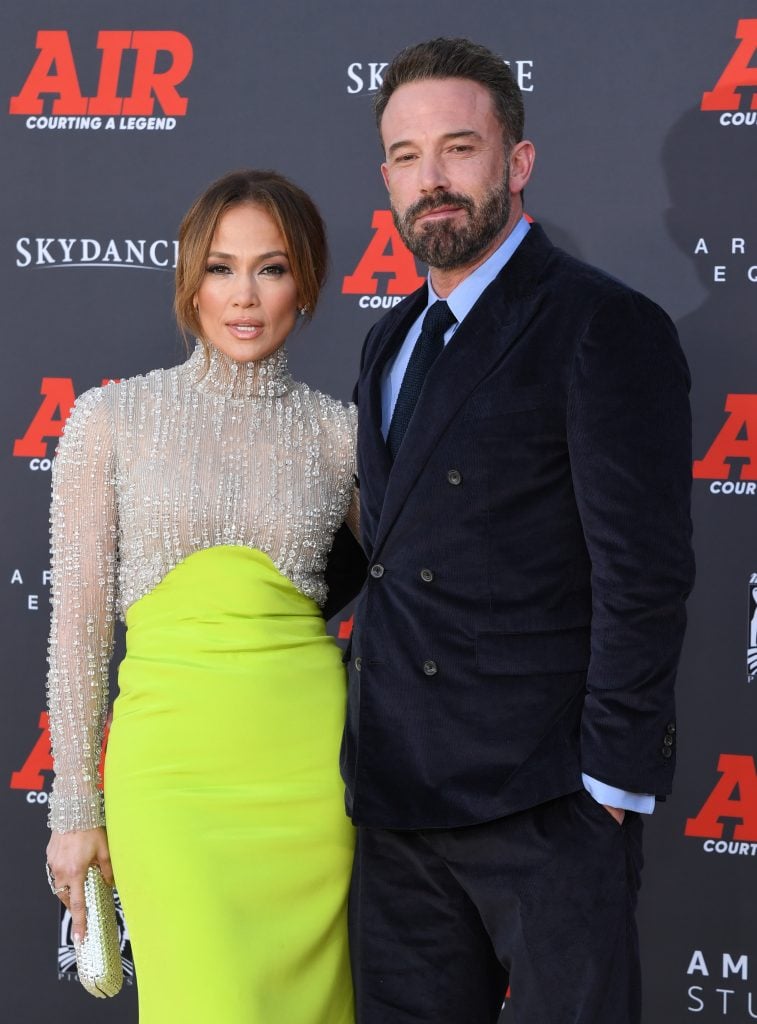 Jennifer Lopez and Ben Affleck attend Amazon Studios' World Premiere Of "AIR" at Regency Village Theatre on March 27, 2023 in Los Angeles, California.