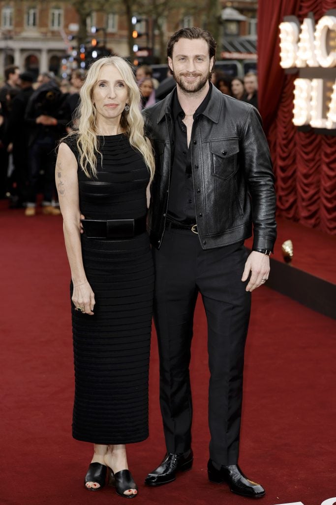Sam Taylor-Johnson and Aaron Taylor-Johnson attend the world premiere of "Back To Black" at the Odeon Luxe Leicester Square on April 08, 2024 in London, England.