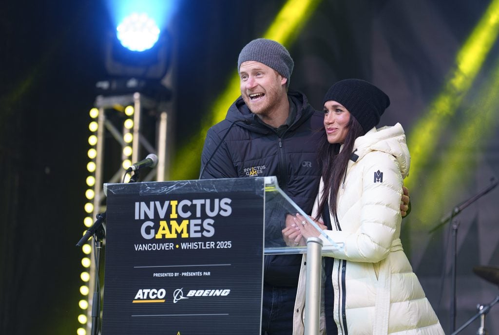 Prince Harry, the Duke of Sussex, founder and patron of the Invictus Games Foundation and Meghan, the Duchess of Sussex, deliver remarks at the Invictus Games Vancouver Whistler 2025 Nation Home Welcome Reception on February 10th, 2025. in Whistler, Canada.