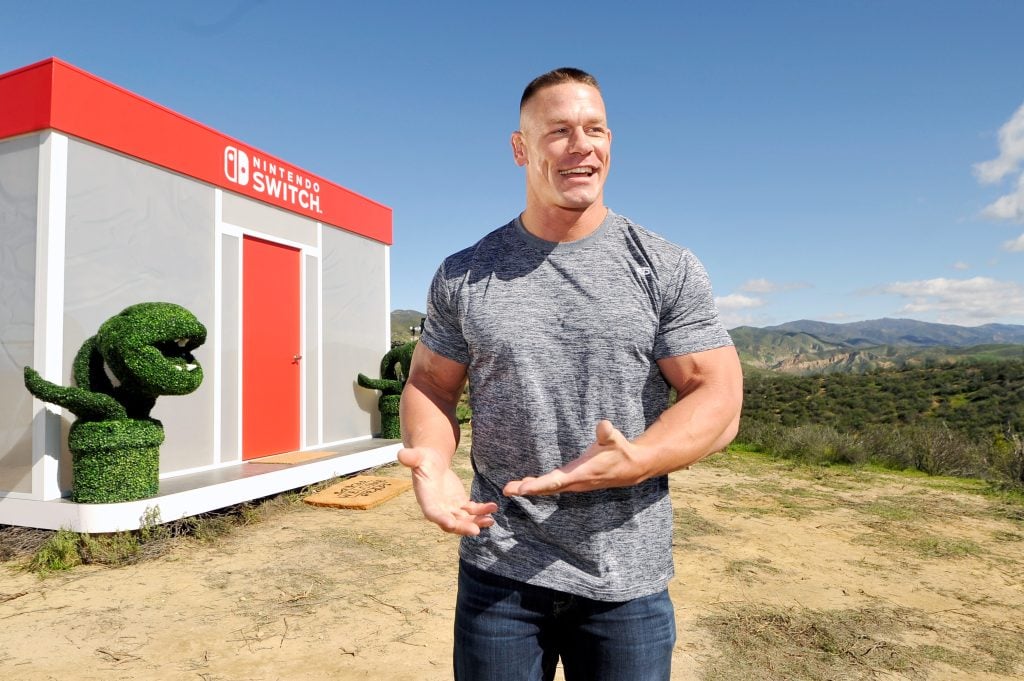 John Cena, WWE Superstar, hosts Nintendo Switch in Unexpected Places for the Nintendo Switch system on February 23, 2017 at Blue Cloud Movie Ranch in Santa Clarita, California. 