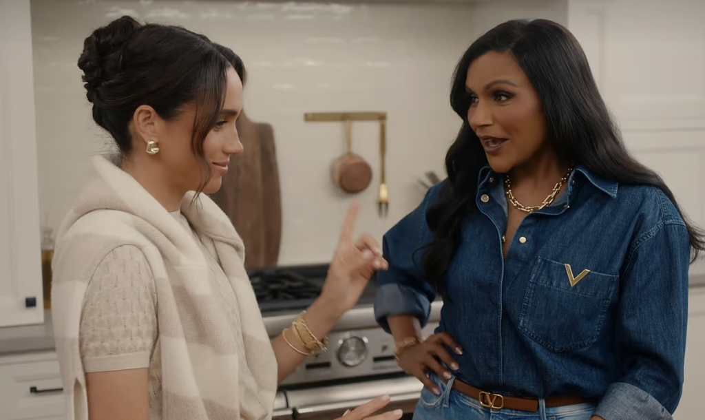 Minkdy Kaling drops in on Meghan Markle on the latter's new Netflix show 'With Love, Meghan.'