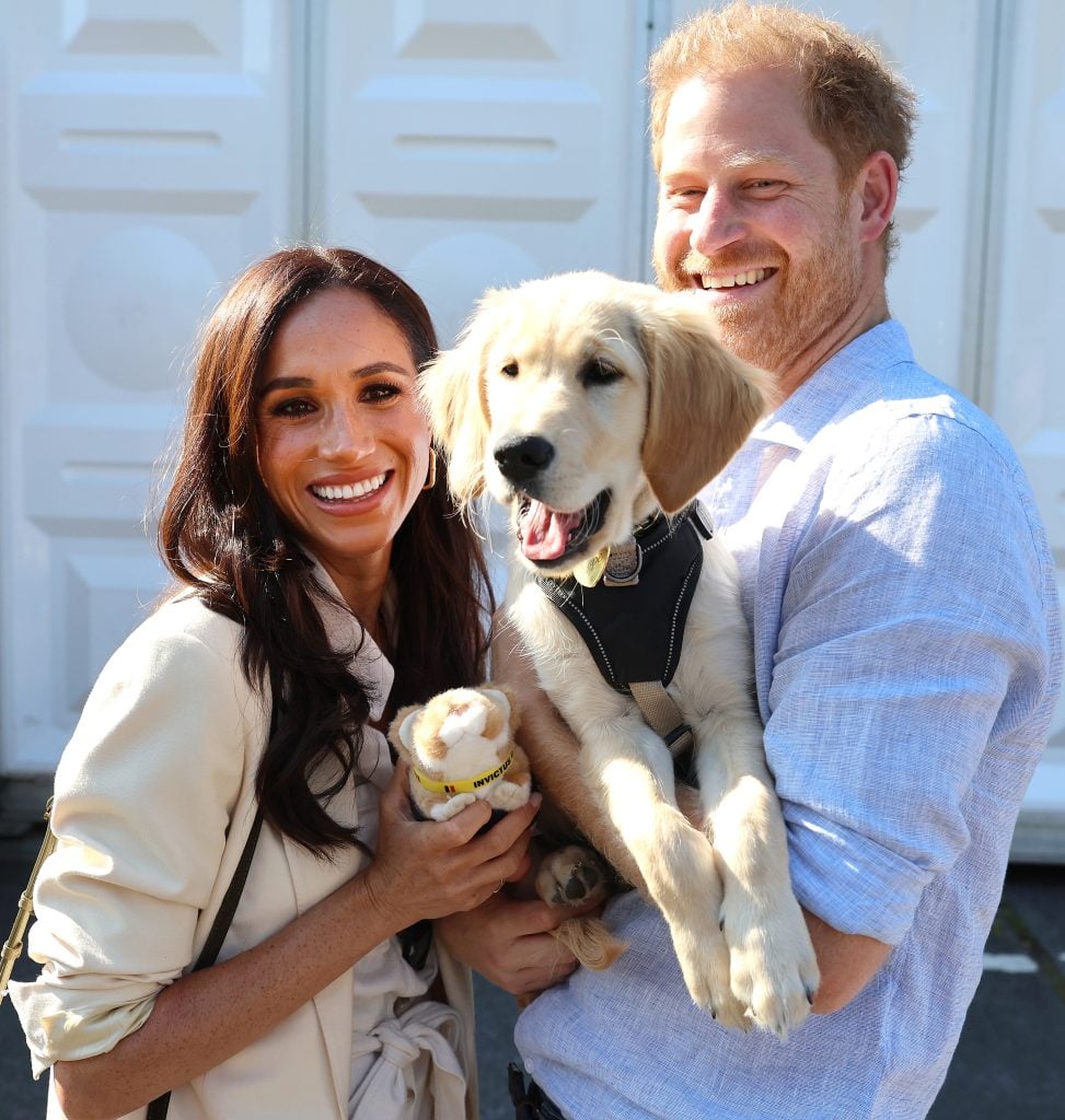 Meghan, Duchess of Sussex and Prince Harry, Duke of Sussex attend the Time Trial & Criterium Cycling at the Cycling Track during day six of the Invictus Games Düsseldorf 2023 on September 15, 2023 in Duesseldorf, Germany.