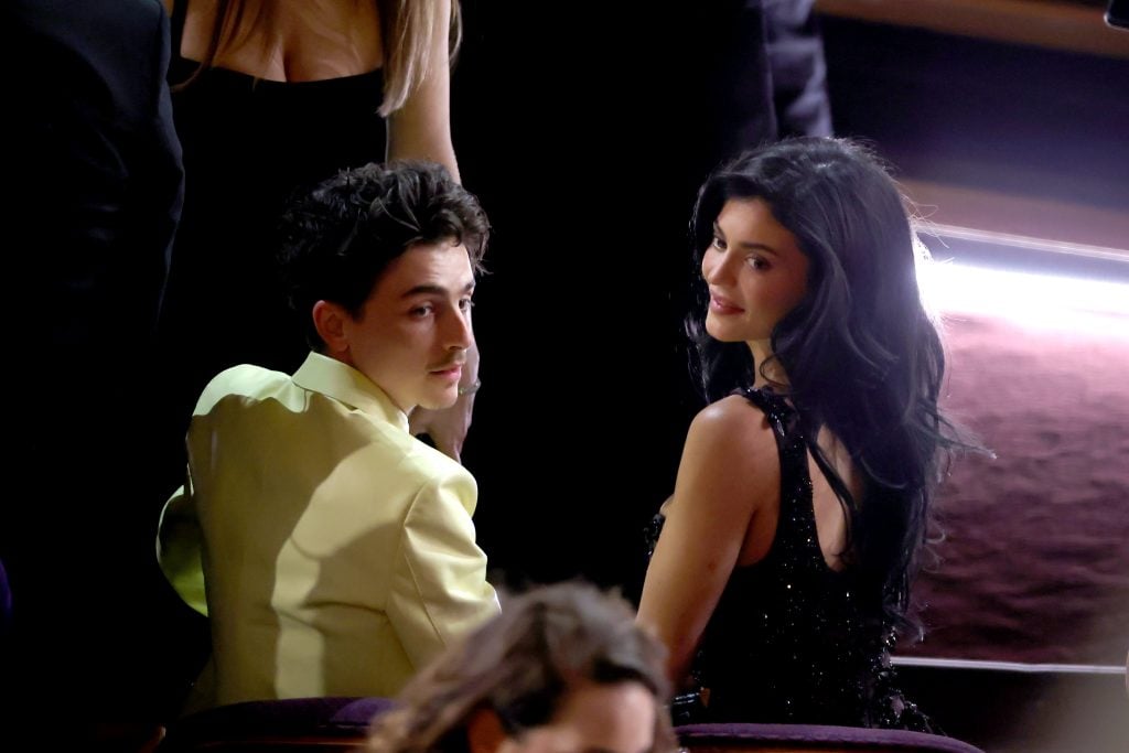Timothée Chalamet and Kylie Jenner attend the 97th Annual Oscars at Dolby Theatre on March 02, 2025 in Hollywood, California.