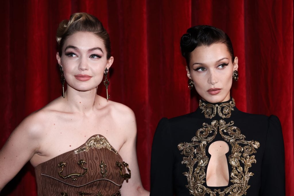 Gigi Hadid and Bella Hadid on February 24, 2022.