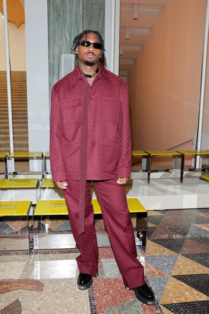 Stefon Diggs is seen front row at the Gucci Men's Spring Summer 2025 Fashion Show during the Milan Fashion Week Menswear Spring/Summer 2025 at Triennale di Milano on June 17, 2024 in Milan, Italy.