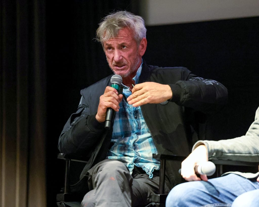 Sean Penn speaks onstage during a CAA Screening and Filmmaker Q&A of "September 5" in Los Angeles at Creative Artists Agency on December 08, 2024, in Los Angeles, California.