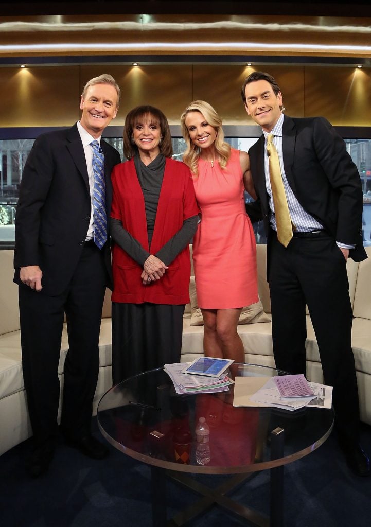 Steve Doocy, Valerie Harper, Elisabeth Hasselbeck and Clayton Morris attend Valerie Harper Visits "FOX & Friends" at FOX Studios on April 17, 2014 in New York City.  