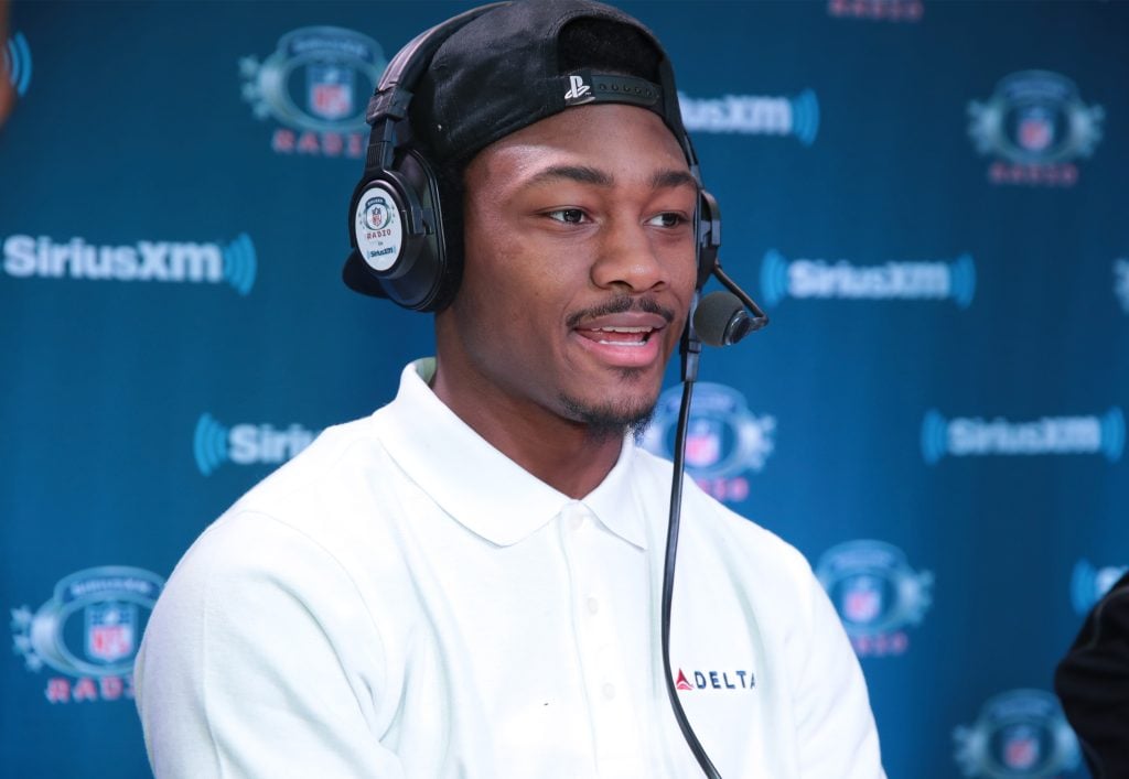 Stefon Diggs of the Minnesota Vikings attends SiriusXM at Super Bowl LII Radio Row at the Mall of America on February 1, 2018 in Bloomington, Minnesota.