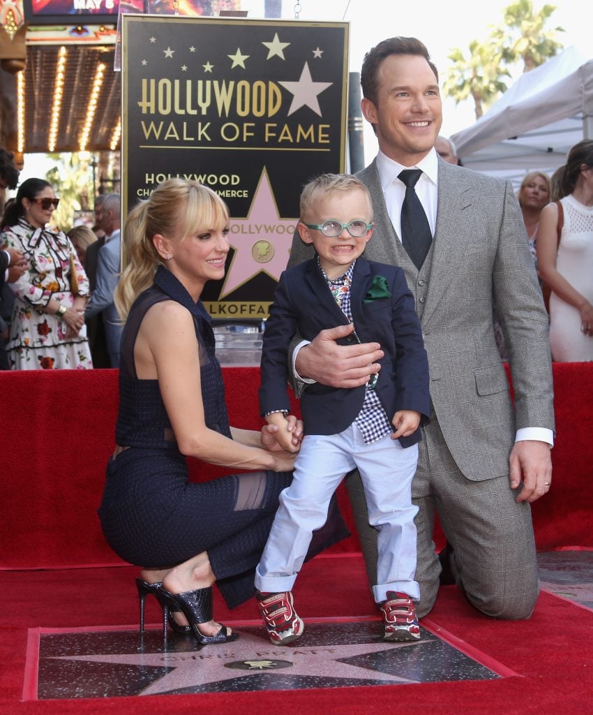 Anna Faris, Jack Pratt, and Chris Pratt in 2017.