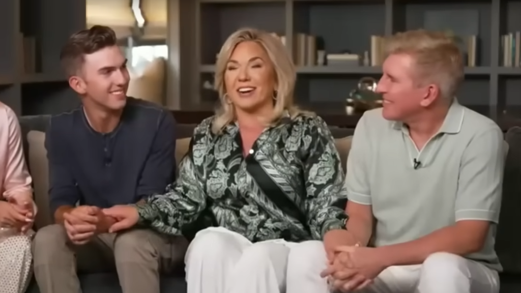 Grayson Chrisley, Julie Chrisley, and Todd Chrisley after the latter two left prison.