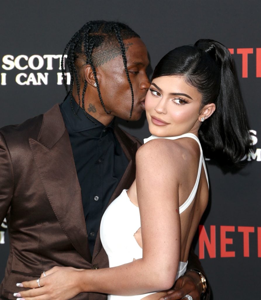 Travis Scott and Kylie Jenner attend the Travis Scott: "Look Mom I Can Fly" Los Angeles Premiere at The Barker Hanger on August 27, 2019 in Santa Monica, California.