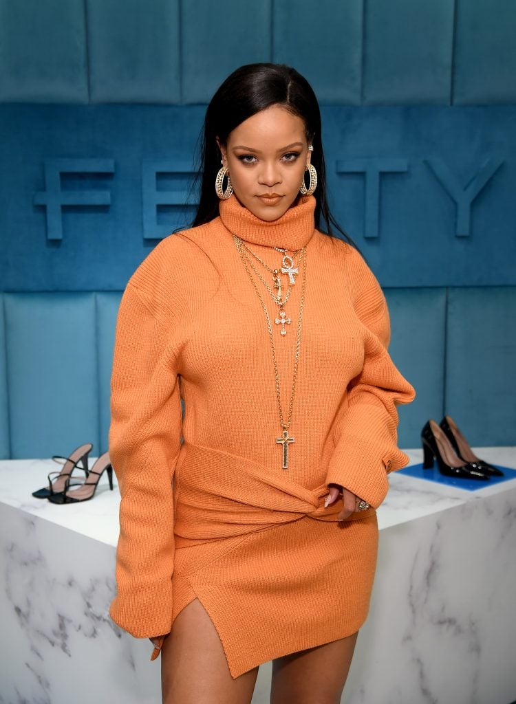 Robyn Rihanna Fenty and Linda Fargo celebrate the launch of FENTY at Bergdorf Goodman at Bergdorf Goodman on February 07, 2020 in New York City.